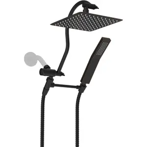 All Metal Shower , 8'' High  Rainfall Shower , Showerhead Combo, Handheld Shower Wand, 12'' Adjustable Curved Extension Arm, 71'' Hose, Shower  Holder, Oil Rubbed Bronze