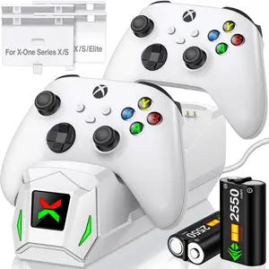 Controller Charger Station for Xbox One/Xbox Series X|S/Elite wich 2 x 2550 mAh Rechargeable Battery Packs & 4 X Covers Xbox Accessories