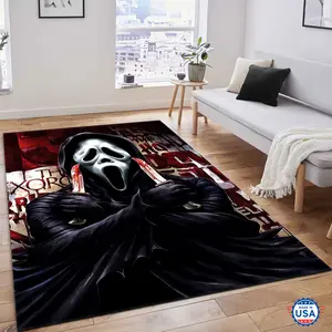 Scream Gh0stface Halloween Rug Living Room Rug Halloween Killer Horror Movie Fan Gift Non-Slip Floor Carpet, Decoration Mat for home Living Room Bedroom, Room Decor, Home Decor