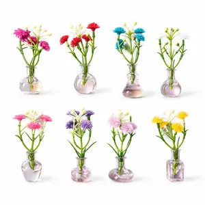 8-Pack Mini Vase   with Artificial Flowers, Cute 3D Magnetic Flower Vases for Refrigerator, Kitchen, Locker, Office & Magnetic Board Decor&cool gift& Colorful& Decoration& Decorative &Metal &Set &Floral &Faux fridge magnet sticker home