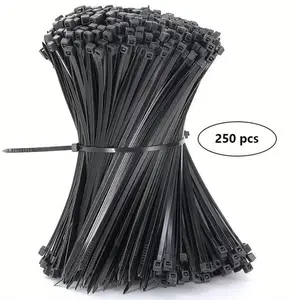 250/500pcs Cable Zip Ties, Heavy Duty Premium Plastic Wire Ties, With 25 Pounds Tensile Strength, Self-Locking Black Nylon Tie Wraps For Indoor And Outdoor