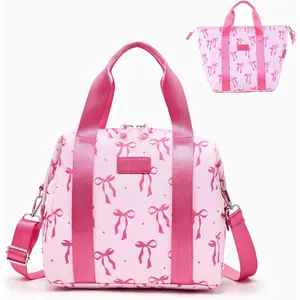 Lunch Bag Women Insulated Lunch Box,Cute Large Lunch bags, Leakproof Cooler Bag with Adjustable  Strap, Aesthetic Lunch Tote for Work Office Picnic  bow