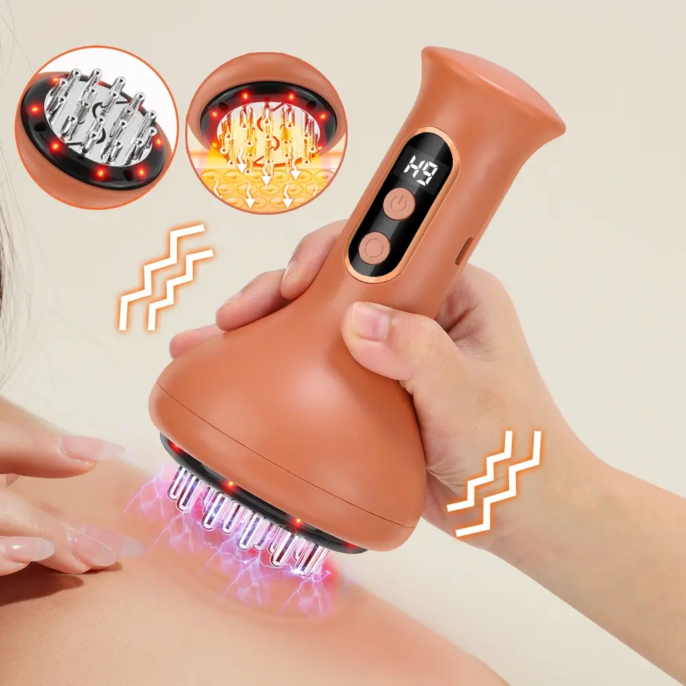 Hot Compress Acupuncture Meridian Brush, 9 Speed Shoulder Back Waist Thigh Massager, Body Shaping Muscle Relaxation Tool, USB Rechargeable Massagers, Acupressure Tool