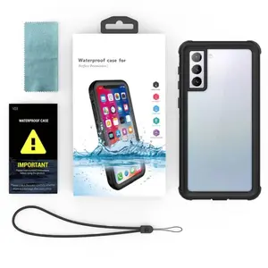 ( Black ) Waterproof Slim Life Proof Plastic TPU Case for Samsun S22 Built-in Screen Protector Shockproof Dustproof Heavy Duty Full Body Protective Case