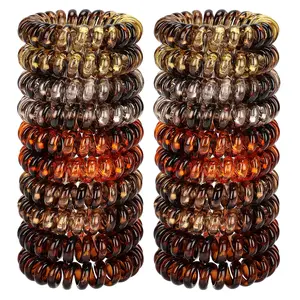 Spiral Hair Ties, 20 count Traceless Phone Cord Hair Ties No Crease Spiral Bracelet Plastic Coil Ponytail Holders No- Headband Hair Accessory for Girls Women Ladies  ()