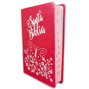 Bible in Spanish for Woman 12 Point Large Font Reina Valera 1960 Imitation Leather Pink Fuchsia