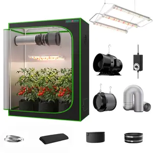 ALPHAGROW 1800D Grow Tent Kit, 2x2 2x4 4x4 Multiple Sizes, ABA 32W LED (UVA/IR/Red), 6" Inline Fan & Filter System 240CFM 5500 RPM, Silver Ducting, Air Filtration For Mushroom & Hydroponics, Professional Indoor Growing Complete System Full Setup