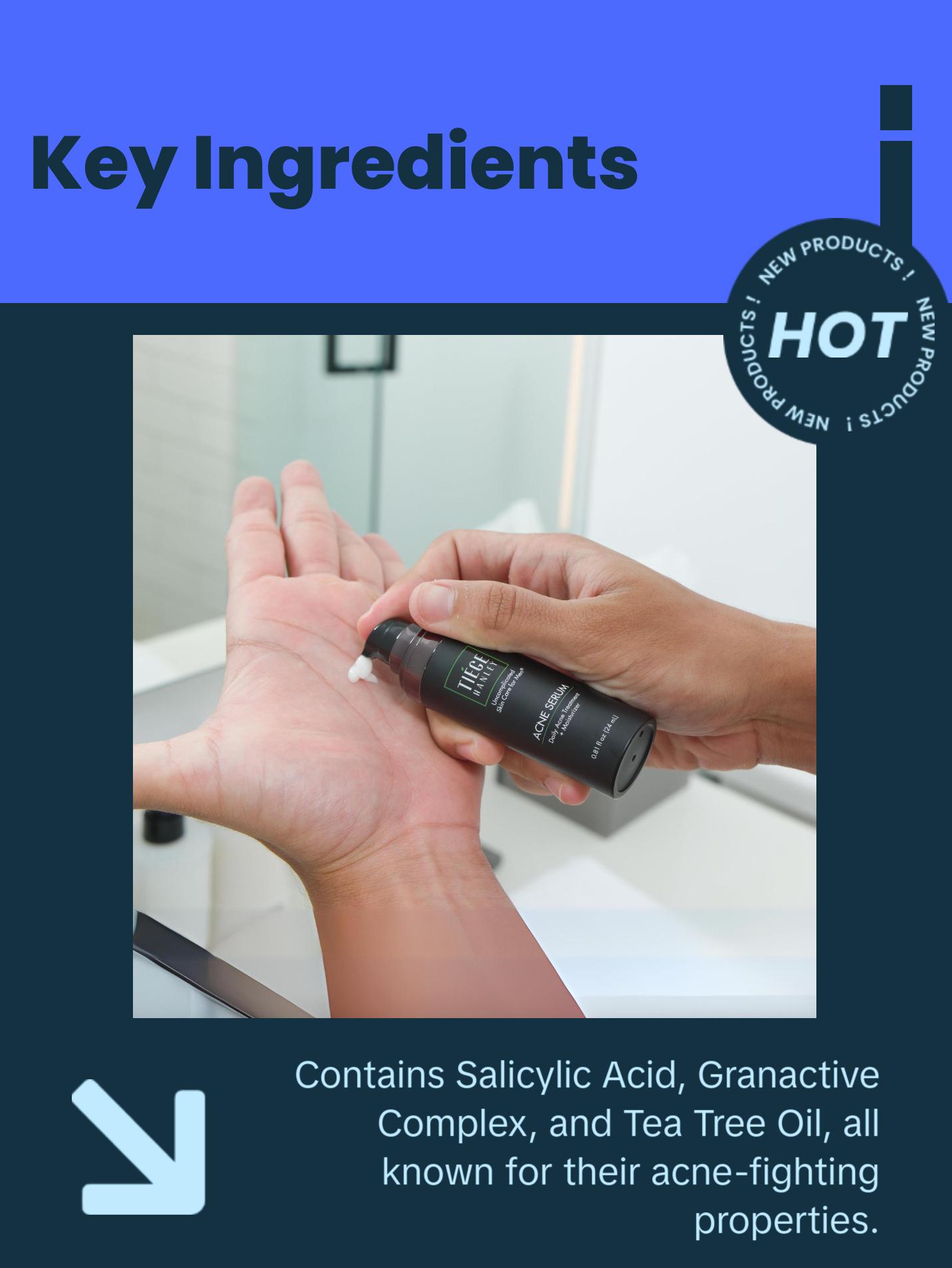 Tiege Hanley 2% Salicylic Acid Acne Serum - Tea Tree + Squalane + Niacinamide - Blackheads + Redness + Oily Skin