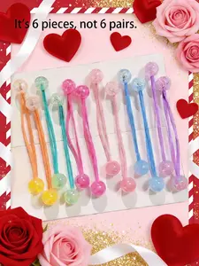 Transparent Color Beaded Hair Ties, Macaron Colors with Bling Crystal Ball Decorations, Dreamy and Eye-Catching, Blinging Elements, 6 Pcs Set