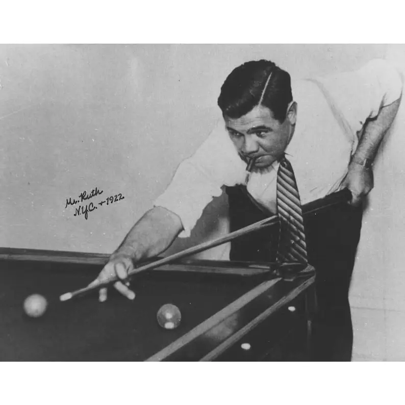 Babe Ruth Playing Pool Poster