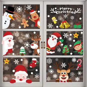 Christmas Window Stickers Set, Santa Claus Design, Anti-Static Decorations for Windows & Glass, Holiday Party Supplies