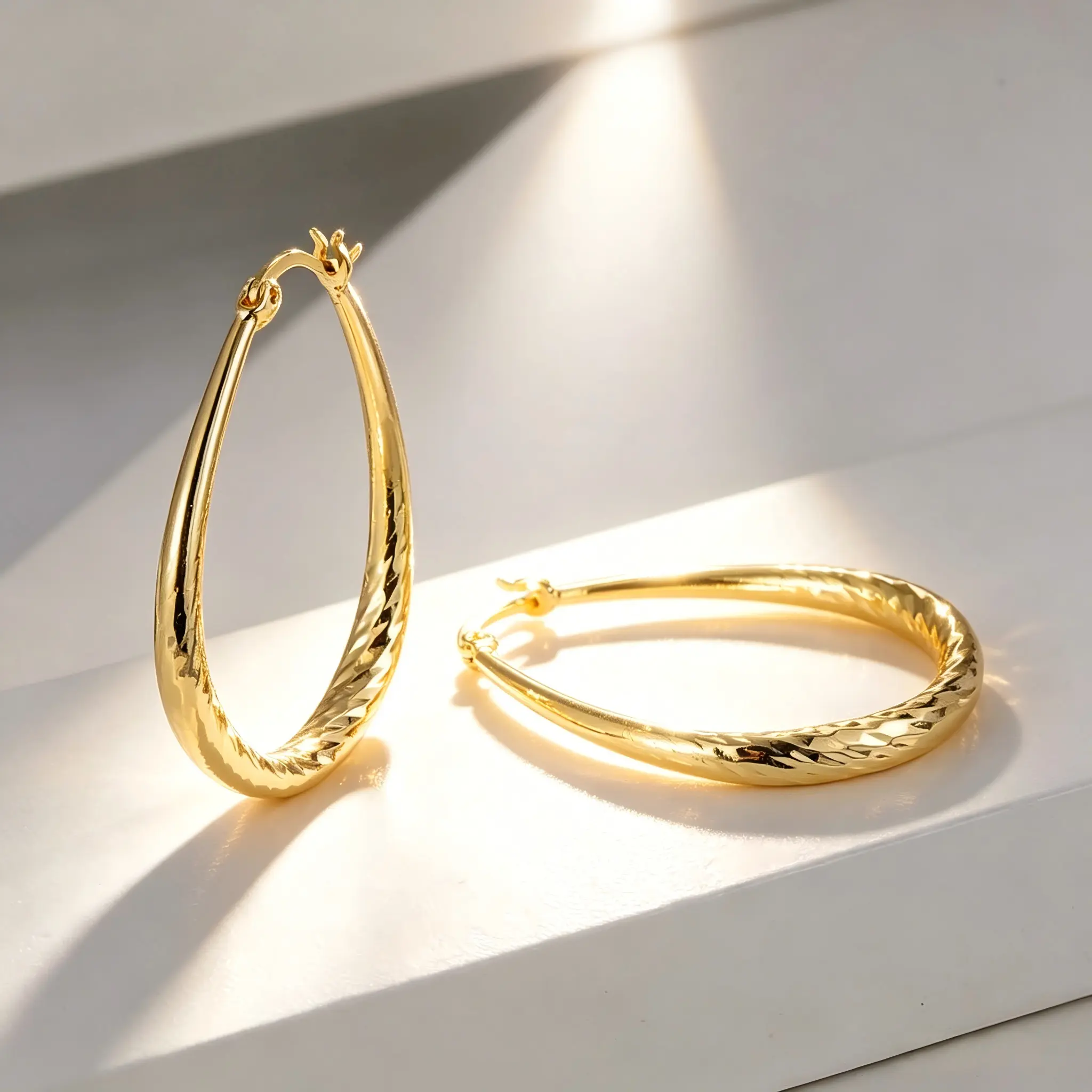 Gold Hoop Earrings for Women, 55mm Large Hammered Teardrop Hoops, Lightweight Chunky Metallic Statement Fashion Jewelry Gift, Chunky Metallic Earrings, Fashion Earrings