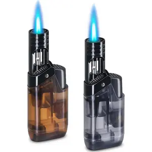 2 Pack Torch  Mini Butane Multipurpose Utility  with Wand Jet Flame Refillable Gas  Pocket  for Candle Camping BBQ Grill (Without Fuel) Assorted Colors Kitchen Utensils Chair Windproof Lighter Storage Shed Skylights Large Pop-Up Bubble Tent Screen Room