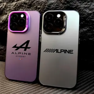 Colorful A-AlpineS Logo Phone Case Casing for iPhone 17 16 15 14 13 12 Pro Max Air | Multicolor Matte Laser Metallic Phone Case | Aurora Gradient Finish with Smooth Matte Texture | Durable Scratch-Resistant Anti-Fingerprint Protective Cover