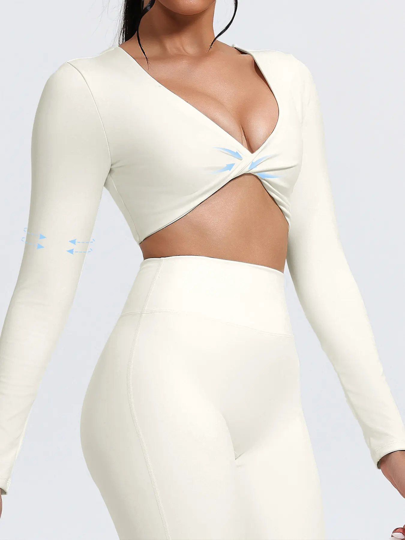 Women's Fall Winter Twist Fitted Yoga Long Sleeve Top, Sexy Fashion Fitness Shirt, Detachable Pads, Short Length, Polyester Spandex Blend, Athletic Yoga Tops, Sportswear Top, Fitness Clothes Tops, Activewear Fitness Workout, Fitness Apparel