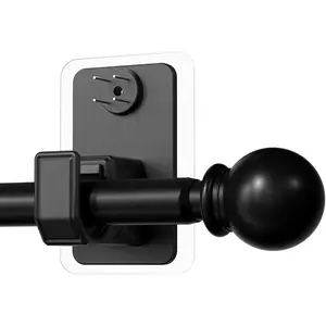 No Drill Curtain Rod for Windows 25 to 86 Inch - 2.0 Dual-Fix Adhesive & Invisible , 5/8" Adjustable Black Curtain Rod No Drilling, Renter Friendly for Apartments & Dorms