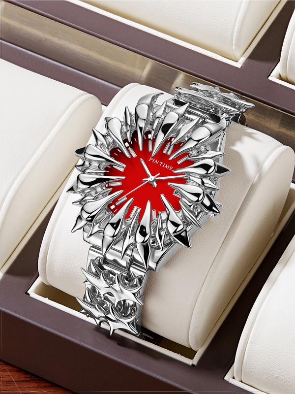 Handmade Quartz Analog Watch, Original European Style Vampire Dragon Scale Spike Design, Unisex Small Batch Wristwatch, Unique Jewelry Accessory