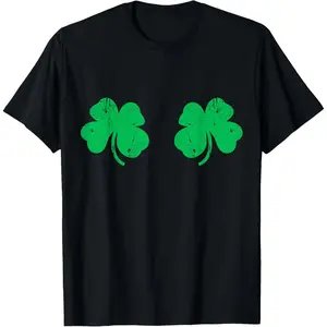 Shamrock Boobs Shirt Irish Boobies St Patricks Day TShirt for Women Men Funny St Patricks Day Gift Party Top