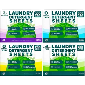 100 Sheets Laundry Detergent Bundle  Linen, Lavender, Unscented, and