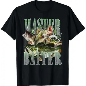 Master Baiter Bass Fishing Fisher Papa Dad Happy Fathers Day T-Shirt