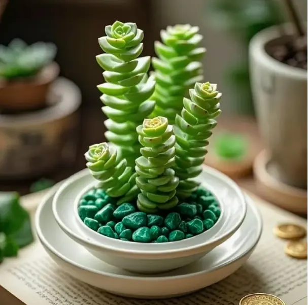 Crassula 'Jade Necklace' Succulent - Rare Trailing Live Plant for Home Decor Office Desk Indoor Plant