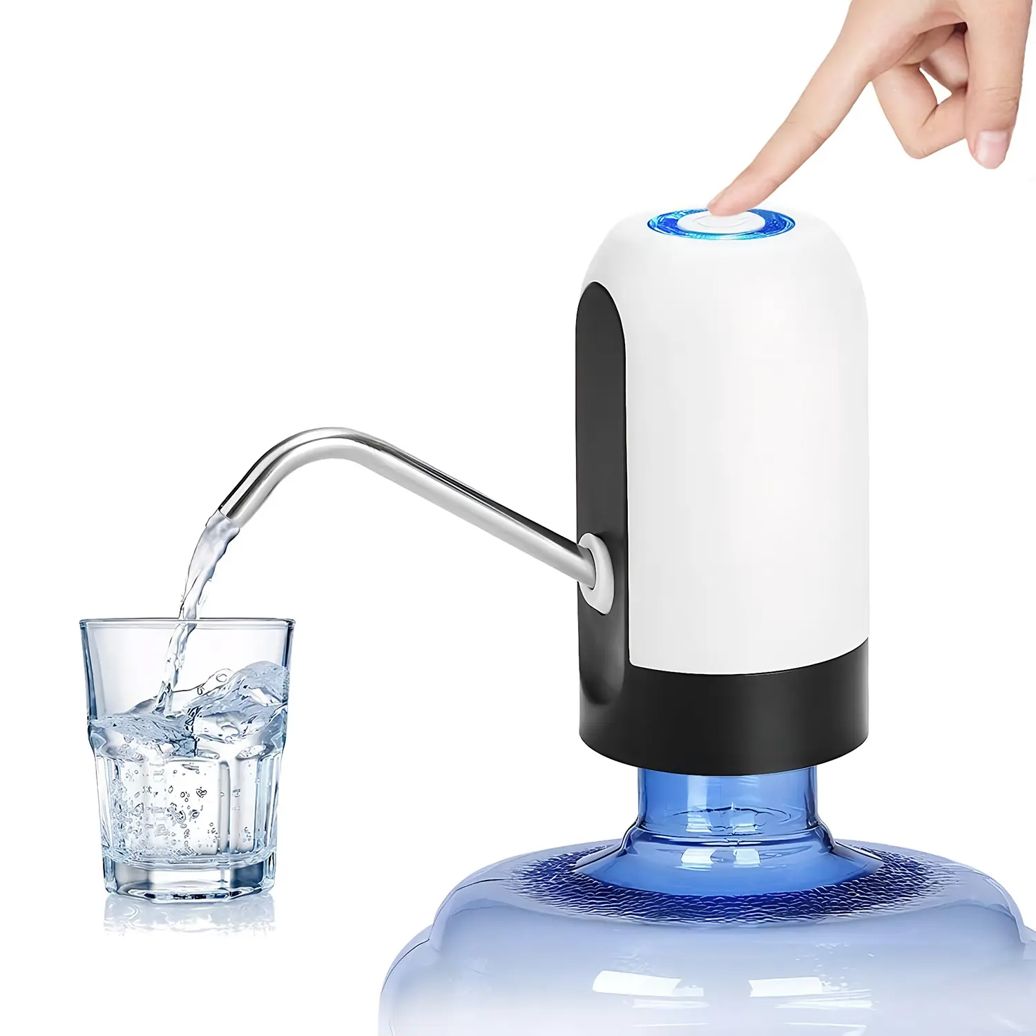 2pcs Portable Food Grade Water Table Pump - Rechargeable Battery & USB Charging, Automatic Operation, Lightweight Compact, Stainless Steel Spout, Outdoor Filling Pump for 5-Gallon Bottles, Beverage Dispenser, Countertop Kitchen Use
