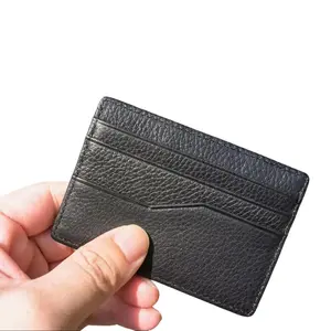 Slim Minimalist Leather Wallet for Men & Women – Genuine Full-Grain Cowhide Card Holder, Ultra-Thin Front Pocket Design, 6 Card Slots, Unisex Modern Style, Perfect for Everyday Carry & Gift