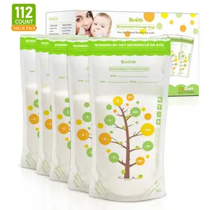 Breast Milk Storage Bags 112 Count, 8oz Leakproof Double Zipper Bags, Self-Standing & Lay Flat Freezer Storage for Pumping Moms, BPA-Free, Breastmilk Storage Bags