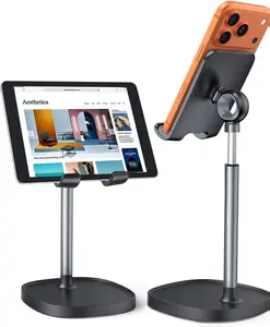 Cell Phone Stand Adjustable for iPhone Phone Holder for Desk, Office Desk Accessories Computer PC for iPhone Stand Gaming Essentials Fit Otterbox Case Phones Switch Kindle iPad Air Tablet 4-10in