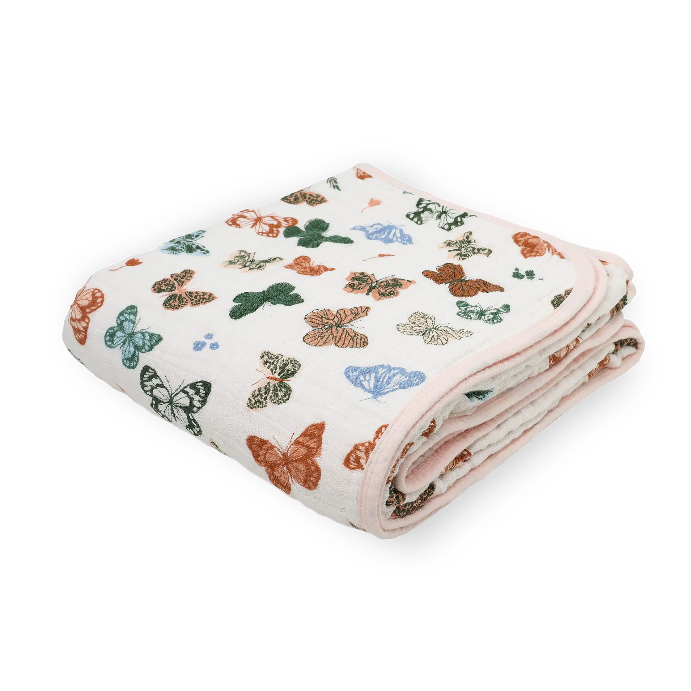Original Cotton Muslin Quilted Quilt - Butterfly All Over Print, Breathable Cotton Bedding, Soft Furnishings Linens