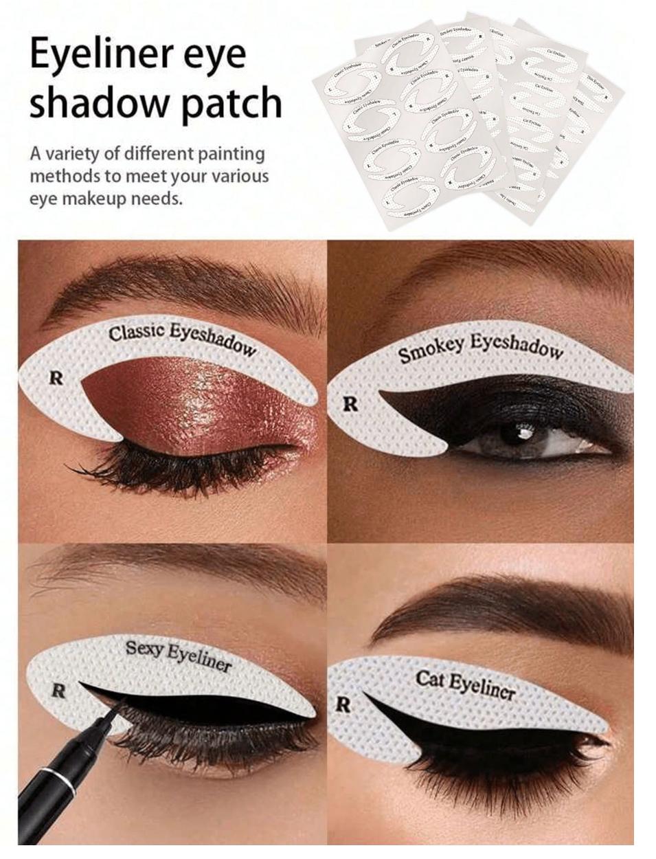 Eyeshadow Eyeliner Stencil Patches Reusable Eye Makeup Helper Stickers for Smoky Cat Eye Look