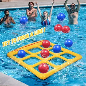 [SummerWins]Tic-Tac-Toe Pool Game Set, Giant Inflatable Tic-Tac-Toe Buoy, Includes 10 Balls—Summer Outdoor Water Game for Families, Pools, Beaches, and Backyard Parties (For 2–10 Players)