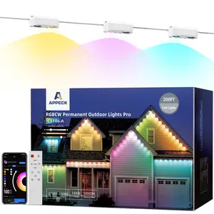 Appeck Permanent Outdoor Lights Pro, RGBCW Smart Eaves Lights with 72 LED Lights, Dual Lens, Cuttable, 111 Scene Modes, IP67 Waterproof Lighting for Halloween, Work with Alexa