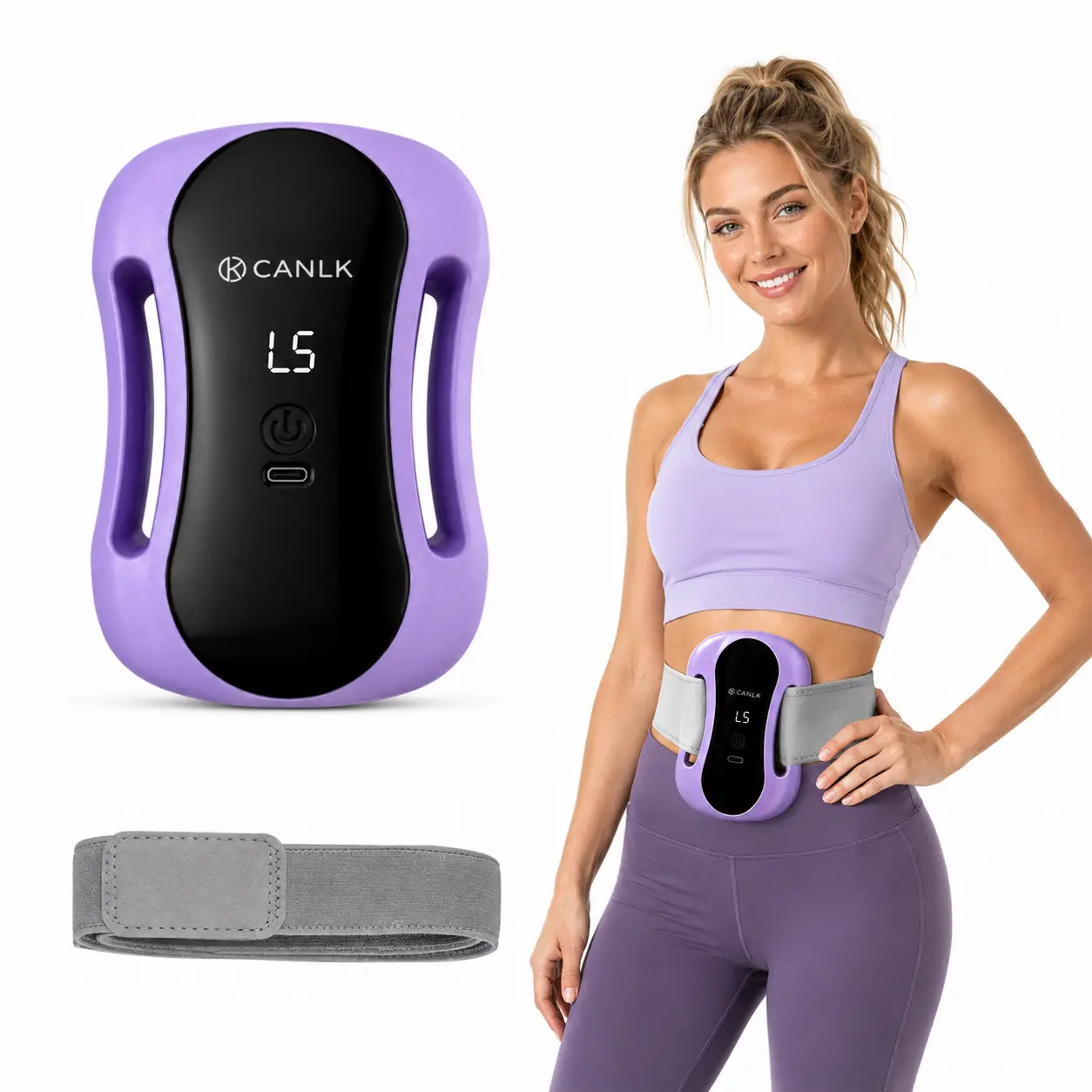 CANLK Electric Fascia Ring Massager - Cordless Rechargeable Fascia Release Tool, Multifunctional Bodymassage Machine, 63in Adjustable Strap, 3 Modes, 5 Intensity Levels, Soft Edge Vibration Trainers for Waist/Back, Ideal for Fitness & Rest, Gift, Fascia R