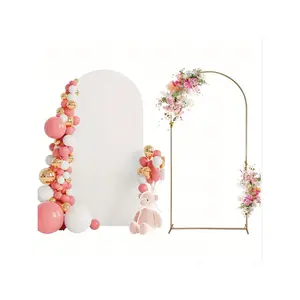 Wedding Arch Backdrop Stand And Arch Cover, Metal Arch Stand With White Arch Stand Cover For Birthday Party, Wedding Ceremony, Bridal Showers, Event Decoration Banners