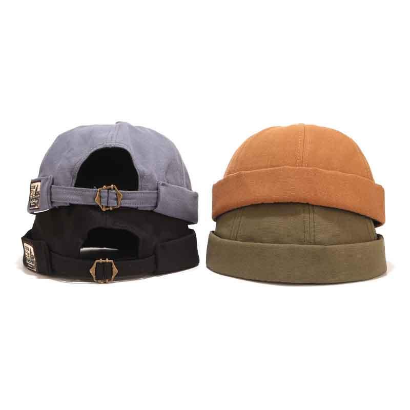 Unisex Brimless Docker Leon Hat Rolled Cuff No Visor Skull Beanie Cap | Soft Cotton & Denim Fabric, Adjustable, Retro Vintage Sailor Fisherman Style, Lightweight Worker Harbour Cap, Daily Wear