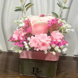 Soy Wax Mini Basket Candles - Floral Scented Basket Made of Silicone with Floral Accents and Decorative Design - Freshener, Ornaments, Decoration Flower candle
