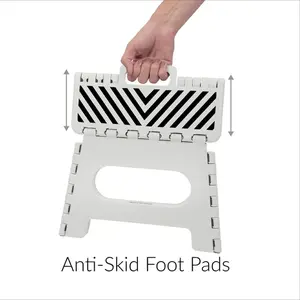 Adult Folding Footstool - Lightweight plastic footstool. Foldable step stool Kitchen bathroom non-slip folding stool Bedroom khaki