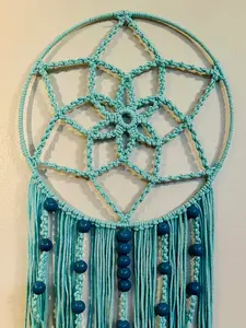 Light blue with dark blue beads macrame dream catcher