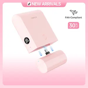 iWALK Multifunctional Power Bank, 13500mAh Compact Mobile Accessories with 4500mAh Mini Battery & 9000mAh Base Unit, USB-C In/Out Fast Charge for iPhone 16/15/14/13 Series, iPad, AirPods, Samsung Galaxy, Google Pixel, Pink Cable Connector