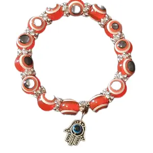 Red Evil Eye Protection Bracelet with Hamsa Charm - Red Beads & Blue Eye Pendant for Protection