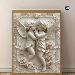 2D Flat 1pc Unframed Painting Angel's Kiss Canvas Print Poster, Mural Decoration, Unique Creative Wall Art Decor, Living Room, Bedroom, Office, Restaurant, Bar Wall Decoration, Waterproof, Printed, Artwork, Perfect Gift and Decoration, 30. 48cm x40. 64cm,