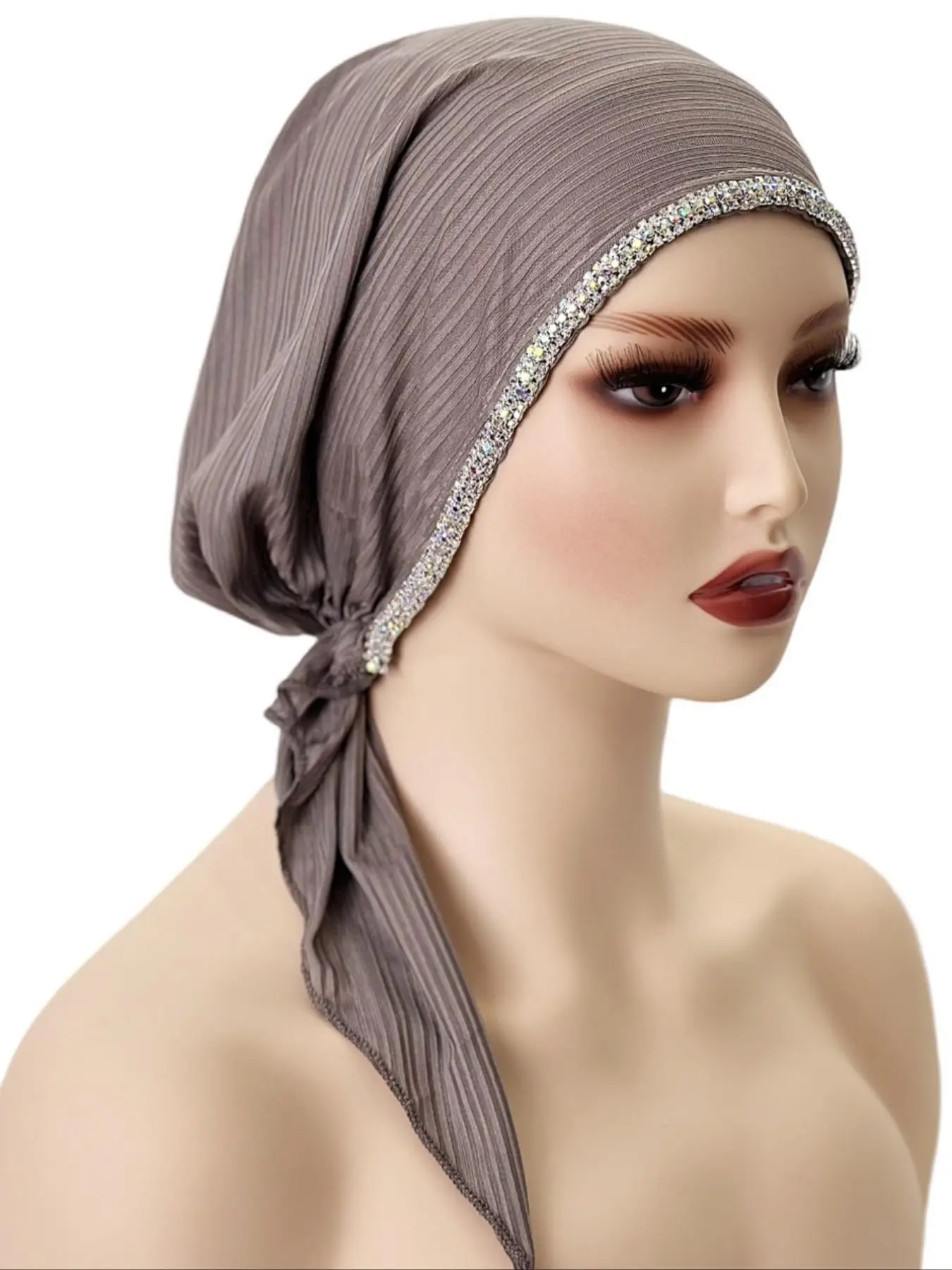Women's Elegant Rhinestone Decorated Turban Hat, Exquisite Trendy Turban Hat, Fashionable Hair Accessories for Women & Girls