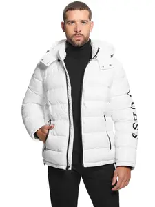GUESS Male Shiny Hooded Puffer Jacket