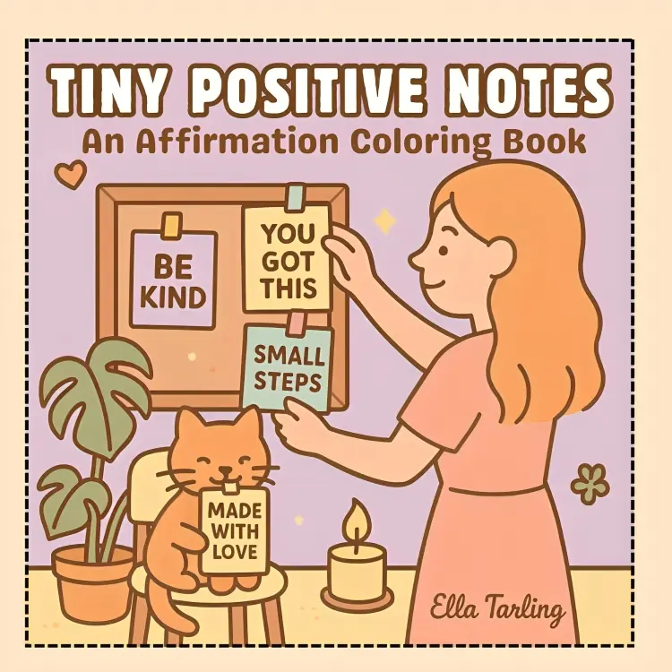 Tiny Positive Notes – A Self-Love Coloring Book for Kids & Adults: 40 Simple & Uplifting Affirmation Pages to Color, Cut & Share