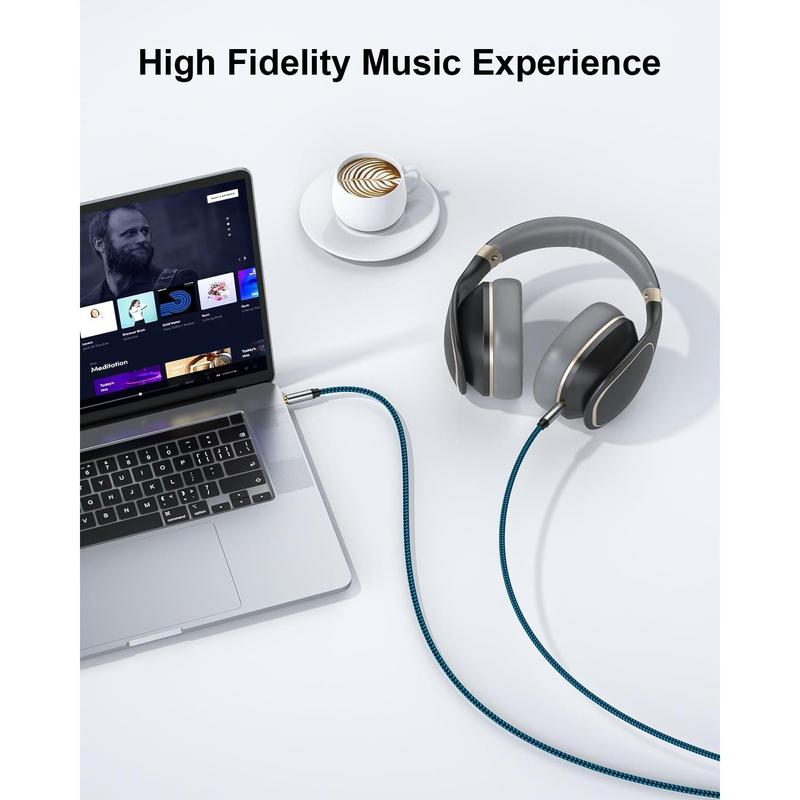 Aux Cord 5ft/1.5M, Nylon Braided 3.5mm Audio Cable Headphone Cable 3.5mm Male to Male Aux Cord for Car, for Headphone,Tablets, Speakers