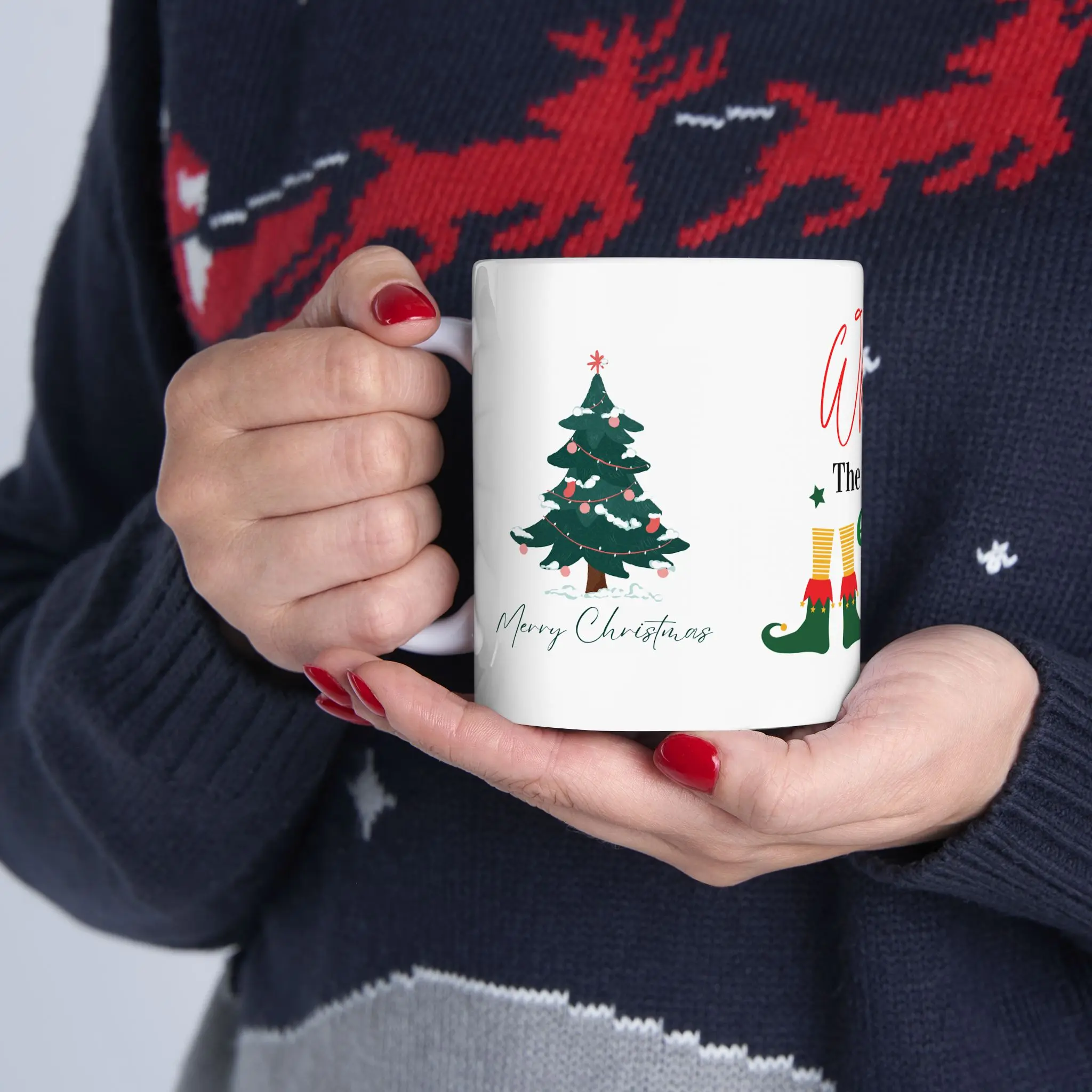 Festive Ceramic Mug - What the Elf? Christmas Gift, Holiday Cheer, Home Decor, Coffee Lover's Joy, Personalized Mug
