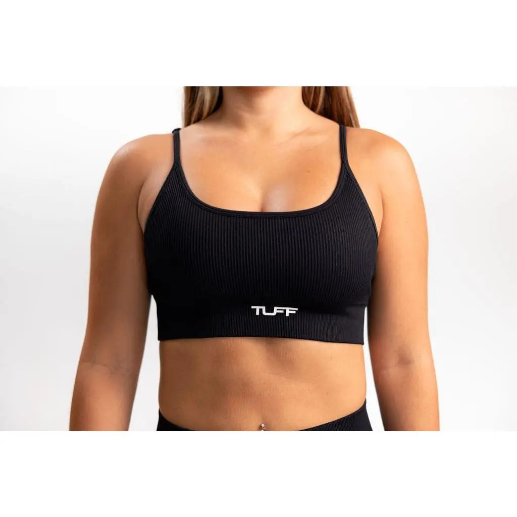 Classic Ribbed Sports Bra - Black