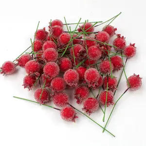 Artificial Red Berry, 50pcs/set Fake Berry Decoration, Simulated Fruit Decoration, Desktop Decoration for Home Party Festival