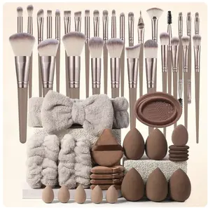 Professional Makeup Tool Set, 54pcs/set Cosmetic Brush & Sponge & Puff & Headband & Brush Cleaning Bowl Set, Multi-use Facial Makeup & Cleaning Accessories for Daily Use, Makeup Brush Kit, Face Brush Set MADE IN AMERICA